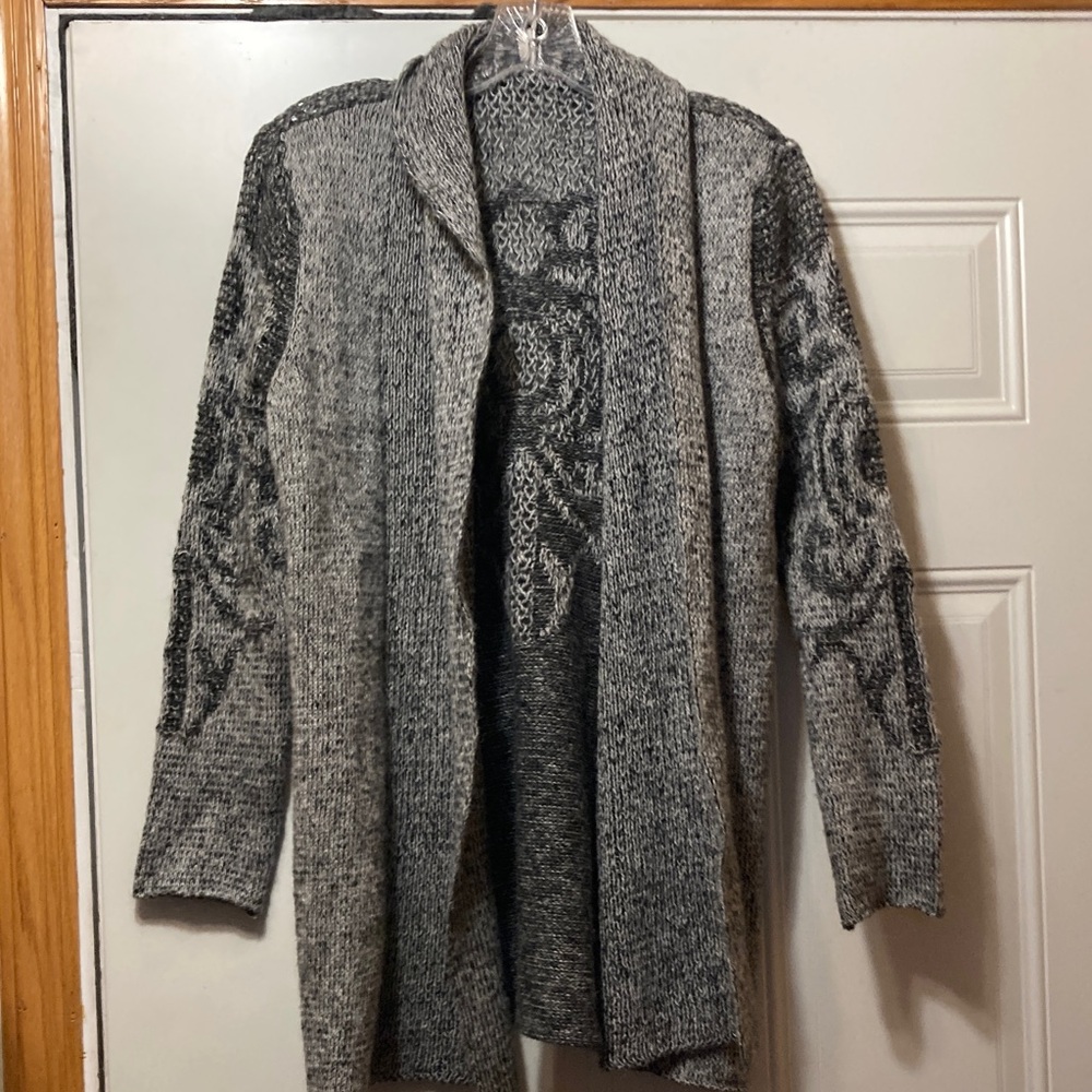 Gray‎ Open-Front Shawl Collar Women's Sweater Cardigan L